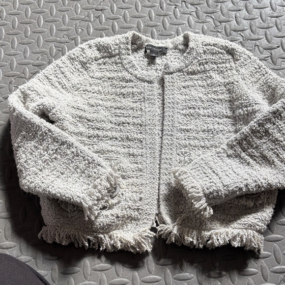 Ann Taylor Factory Jackets & Blazers - Anne Taylor Cream Textured Fringe Jacket